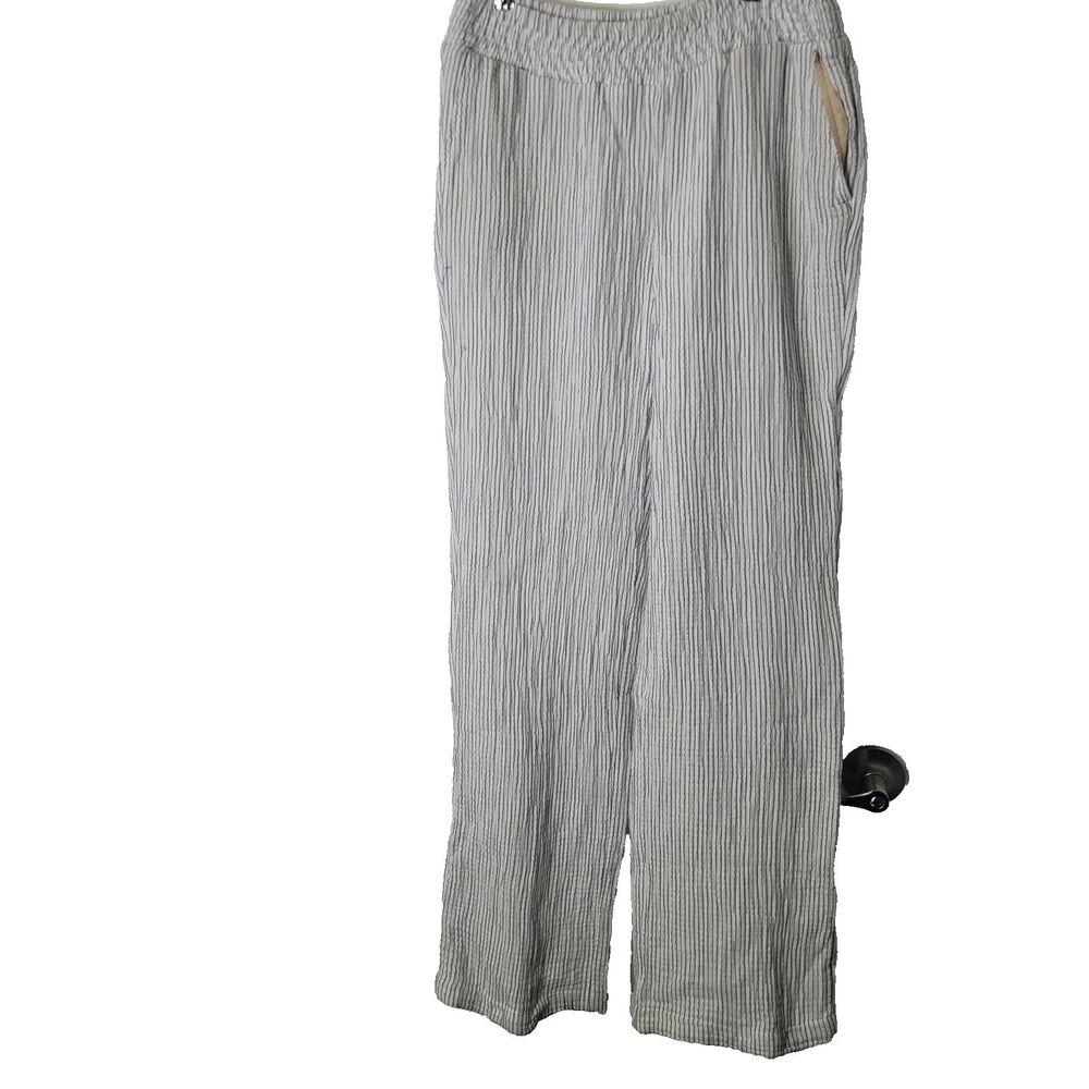 J. Jill XS pants elastic waistband striped texture pockets straight - Picture 1 of 9